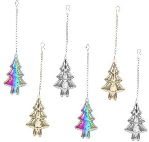 BESTonZON Weihnachten Teesieb Edelstahl Weihnachtsbaum Teeei: Loseblatt Tee Kräutertee Filter für Tasse Becher 5 Stück Teezubehör Zuhause Büro Party Teeliebhaber Weihnachtsfeier