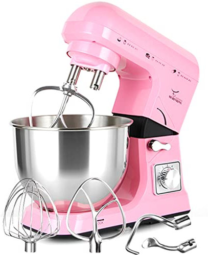 YARUMD FOOD Pétrisseur Robot Pâtissier,5L Robot Pâtissier Multifonctions,Mélangeur Électrique De Cuisine À Tête Inclinable À 6 Vitesses 1000W,Crochet Pétrisseur,Rose