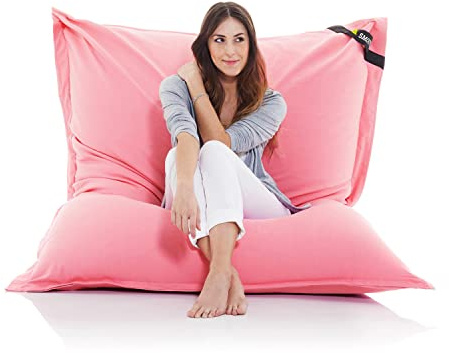 SMOOTHY® XXL Sitzsack 400L aus Baumwolle – Riesensitzsack Rosa-Pink | 180 x 140 cm großer Bean Bag für Kinder & Erwachsene – abnehmbarer, waschbarer Bezug, separates Inlett