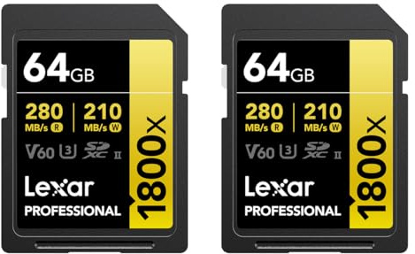 LEXAR Pack de 2 Cartes SD Pro Gold Series UHS-II 1800x 64GB V60