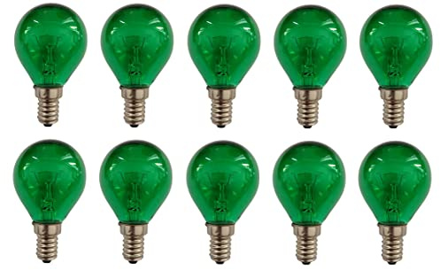Provance Kugel Glühlampe 10er Set Glühbirne E14 25W 25 Watt 14 Lumen Farbe Grün klar