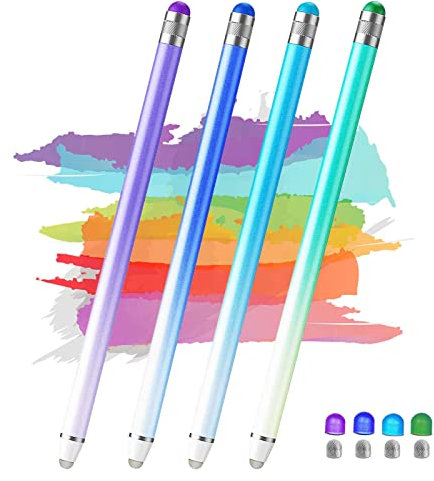 2-in-1-Eingabestift für Touchscreens, hohe Empfindlichkeit und Präzision, iPad-Stift mit 8 zusätzlichen Spitzen, Eingabestift für iPhone, kompatibel mit Allen Touchscreen (Purple/Blue/Blue/Green)