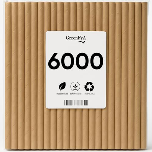 Pajitas de Papel Biodegradable, 20cm. Desechables, ecológicas y compostables. Comprometida con el medio ambiente.… (6000)