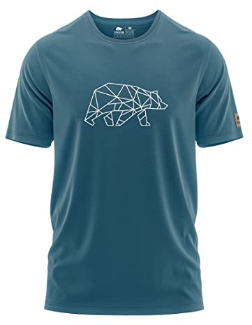 FORSBERG Finnson T-Shirt mit stylischem Bär Brustlogo Rundhals für Herren in Vier verschiedenen Farbkombinationen, Farbe:Nachtblau/weiß, Größe:M