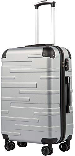 COOLIFE Hartschalen-Koffer Rollkoffer Reisekoffer Vergrößerbares Gepäck (Nur Großer Koffer Erweiterbar) ABS Material mit TSA-Schloss und 4 Rollen