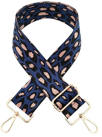 Taschengurt Verstellbar Schulterriemen für Taschen 80-130cm mit Gold Karabiner Leopard Muster 5cm Breit Ersatz Gürtel Schultergurt DIY Zubehör für Handtaschen für Damen Herren Mädchen,Blau