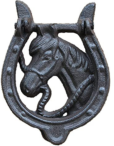 Antiker Ring-Türklopfer, antiker Türklopfer aus Eisen, kreativer hölzerner Türgriff für die Haustür im Innenhof, kreatives Türzubehör mit Tierkopf