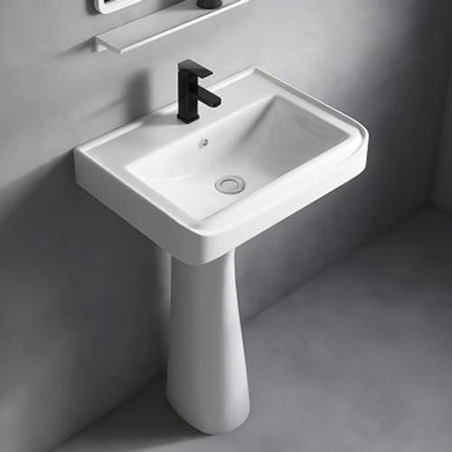 Lavabo sur pied, lavabo sur colonne en céramique pour salle de bain, lavabo sur colonne monobloc, pour restaurants, salles de bains, garages, entrepôts, salles de bains et toilettes ( Size : 51*36*80c