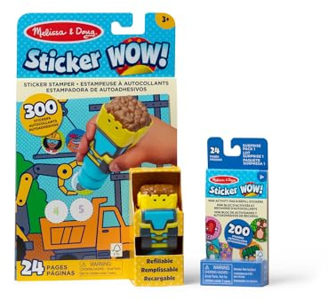 Melissa & Doug Sticker Wow Stamper & Activity Pad - Bulldozer | Buch & Reisespielzeug für Kinder | ab 3 Jahren, 10.0 x 6.0 x 1.9