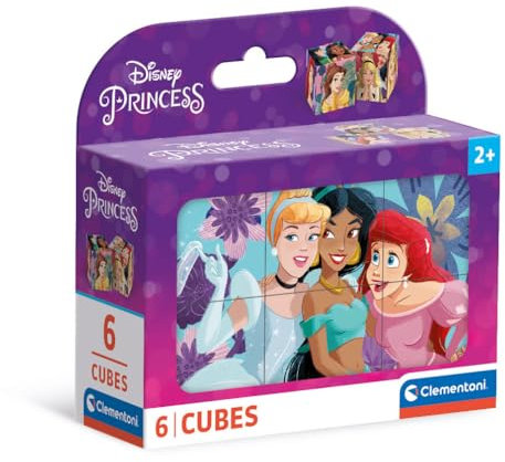 Clementoni Disney Princess 6 Würfel Puzzle Kinder - Geschicklichkeitsspiel für Kinder ab 3 Jahren - Sensorik- & Motorikspielzeug 40660