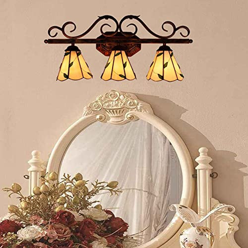AIBOTY Badezimmer-Waschtisch-Licht Wandleuchter-Beleuchtung-Schminklichter über Spiegel mit Tiffany-Buntglas-Schirm Veranda-Wandlampe montierte Leuchte Wohnzimmer Schlafzimmer,Grün