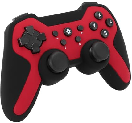 Contrôleur BT sans Fil, Double Moteurs, Contrôle de Mouvement 6 Axes, Contrôleur de Jeu BluetoothV2.1 avec Batterie Rechargeable 600mAh, pour Commutateur, PC, PS3 (Rouge)