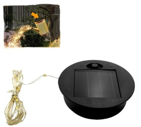 WSRRDRECVHi Solar LED String Lights Outdoor Solar Watering Can 7cm Replacement Top with Rope Lights Replacement Panel for Garden Patio Yard