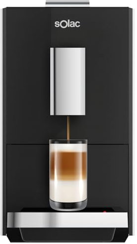 Solac - Cafetera Superautomática 1350W | 19Bar | Espresso y Latte | 4 Menús Predefinidos | Pantalla Digital | Limpieza Automática | Café con Molinillo Incorporado | Calentamiento Thermoblock