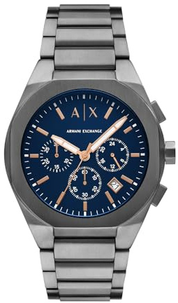 Armani Exchange Watch For Men, Quartz Chronograph Movement and 42mm Case Size with Stainless steel strap