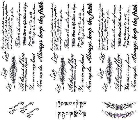 6 Blätter Schwarz Temporäre Tattoos Schriftzug Inspirierende Sprüche Tattoos