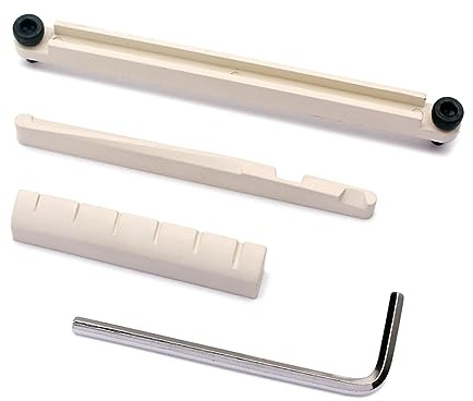 Knochennuss für E-gitarre mit Verstellbarem Sattel, Gl53 | Pom Ausführung, Inklusive Minischraubendreher, Geeignet für Zubehör an Gitarren, 1 Satz