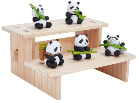 NBEADS 2-Tier Wooden Display Riser Shelf, Tabletop Small Food Stand Wooden Display Riser Stand Wood Display Stand for Perfume Cosmetics Figure Collection, Blanched Almond, 19.7x15.9x9.3cm