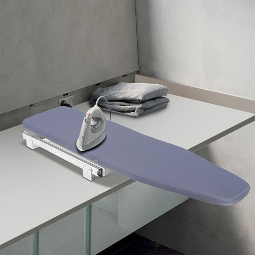 Tabla de planchar plegable 180°, extensible, tabla de planchar para ahorrar espacio, tabla de planchar, armario de pared, plegable, con funda de tela extraíble de hasta 45 kg