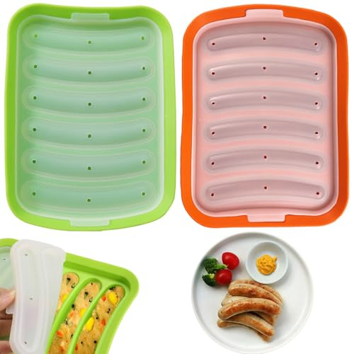 YANXINKE 2pcs Molde para Perros Calientes, Perro Caliente Silicona, Molde de Salchicha, Salchicha Silicona Molde, para Hornear y Hacer Salchichas Caseras