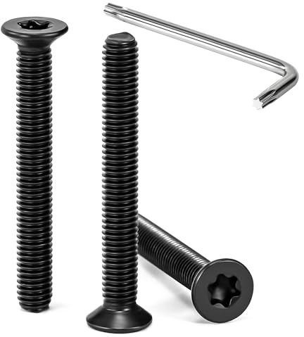 Tunejoy Viti a Testa Svasata M5 x 40 mm Vite Torx Nero Bullone a Macchina in Acciaio Inox A2 V2A Viti a Testa Piatta con Chiavi a T25 Filettatura Completa 30 pezzi