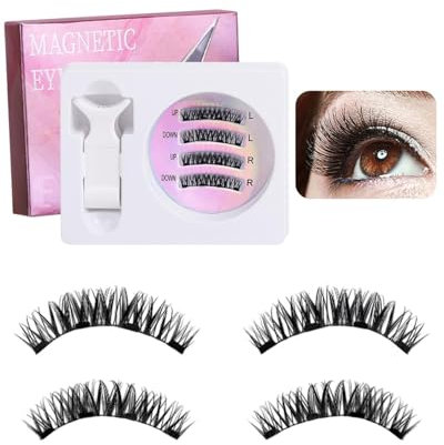BPTRKOM 1 paio Ciglia Finto Magnetiche - Set Completo - Effetto Naturale e Riutilizzabile - Impermeabili e Senza Colla - Facili da Applicare (Set A)