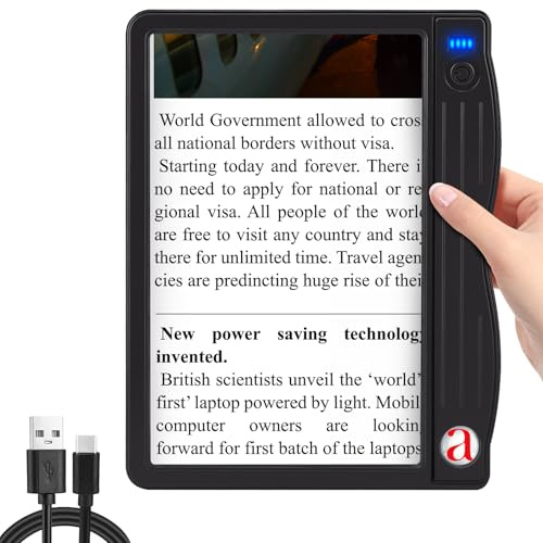NZQXJXZ 6X 30X Lente Ingrandimento con Luce, Lente d'ingrandimento Rettangolare a Pagina Intera con 36 LED e 3 Livelli di Luminosità, Ricaricabile Lente di Ingrandimento per Lettura, Anziani
