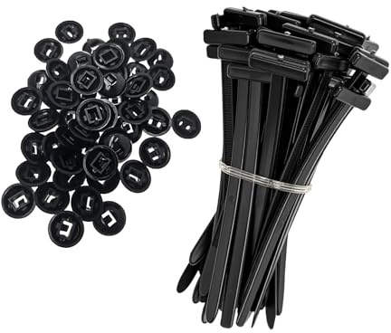 50 Pièces Attaches-câbles Universelles en Nylon, Serre Cable, Robustes, Autobloquantes, Résistantes aux UV, pour Réparation Automobile, Fixation Rapide et Trou