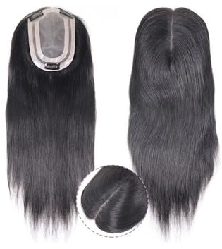 14 Zoll Braun/Blond Highlight/Grau/613 Echthaar-Topper Haarteile for Frauen Haarclips in Topper-Verlängerung for Frauen-Toupet Haarverlängerungen(Black)