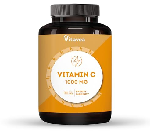 Vitamin C 1000mg – High-Strength Chewable Tablets for Energy, Immune System Support & Fatigue Reduction – Natural Orange Flavour - 3-Month Supply – Vegan - Vitavea