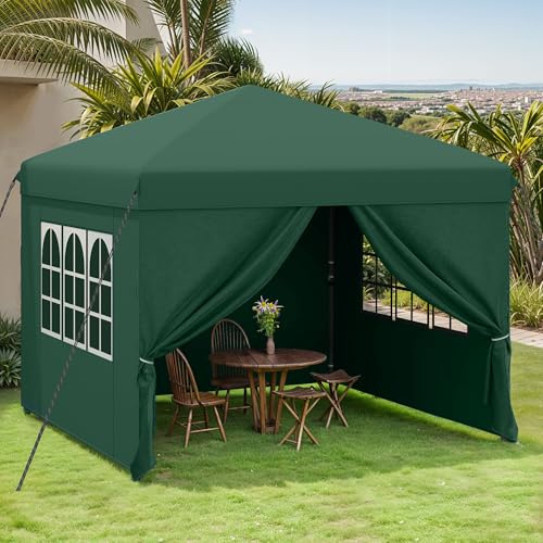 YITAHOME Pop up Pavillon 3x3m mit 4 Seitenteilen,Faltbar Gartenzelt Partyzelt,Camping Pavillon Anti-UV50 Höhenverstellbaren für Outdoor Hochzeit Garten Camping Party,Grün