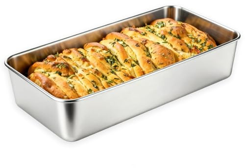 Edelstahl Rechteckig Brotbackfor, Kastenform Groß Brotform für Kuchen, Brot und Toast, Kastenbackform Backform Königskuchenform Gesund & Ungiftig, Leicht zu reinigen & Spülmaschinenfest 33x15x6.5cm
