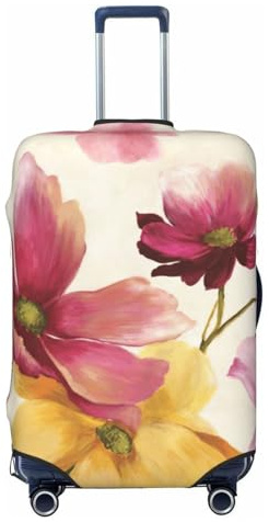 Liulannq Wtercolor Flower Hochelastische auffällige Koffer-Schutzhülle, die Ihren Koffer vor Staub und Kratzern schmückt und schützt., Schwarz , XL