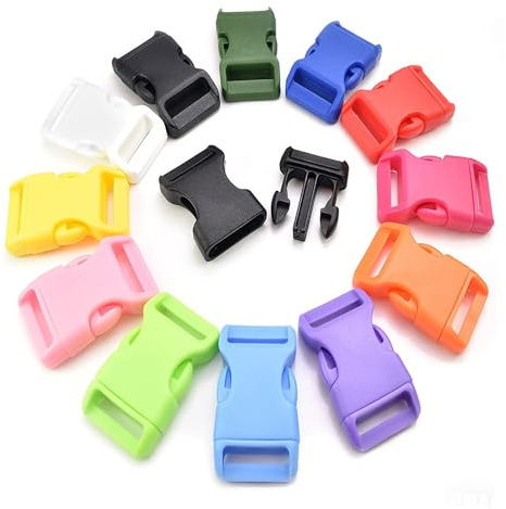 GWBPES 40 Stück Bunte Steckschnalle, Schnallen und Verschlüsse Plastikmini Steckschnalle 20mm 12 Farben Klickverschluss Buckle Clasps Side Release für Paracord Armbänder Rucksacke Dog Collar