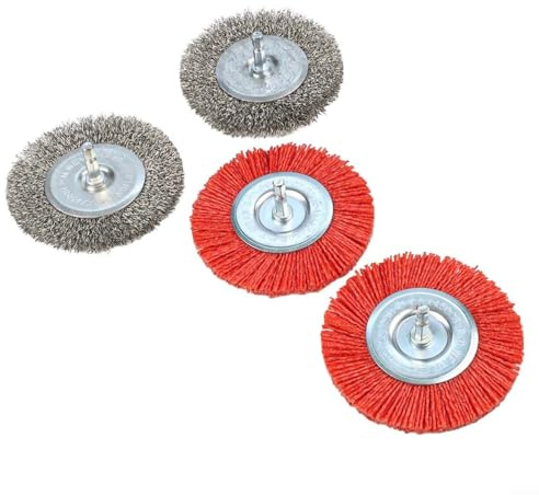 YobiLife Spazzola abrasiva in nylon per trapano elettrico, diametro 100 mm, gambo 6 mm, strumento per lucidatura di metalli e applicazioni industriali, realizzato in acciaio inossidabile
