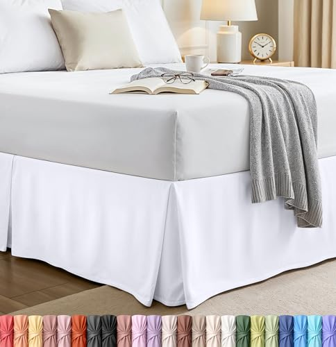 Utopia Bedding Cache-sommier (Grand lit, Blanc, 38,1 cm d'automne) – Qualité hôtelière, Facile à Repasser, Quatre Plis, résistant aux Plis et à la décoloration – par Utopia Bedding