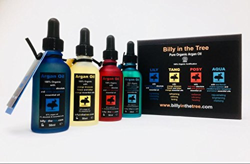 Argan Oil Gift Set No.3 4x50ml (Lily Tang Posy Aqua) 50ml with Lily & Grapefruit, 50ml with Orange Blossom & Bitter Orange, 50ml with Rose & Geranium, 50ml with Sea Fennel, Cypress, Bergamot & Lemon