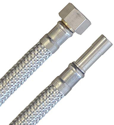 Panzerschlauch 3/8ÜM x 10mm Rohr, Trinkwasserzulassung, DN08, Edelstahl, Länge 50 cm, Made in Germany