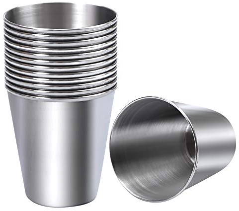 Ruisita 12 Pieces Stainless Steel Shot Cups Stainless Steel Shot Glass Drinking Tumbler (2.3 Ounce/70 ml)
