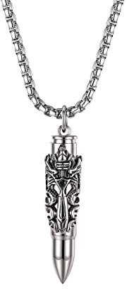 JewelryWe Schmuck Herren Halskette, Edelstahl Wolfszahn Wolf Gebiss Zahn Anhänger mit verstellbare Kette, Schwarz/Silber/Gold/Rosegold