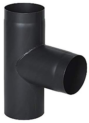 rg-vertrieb Ofenrohr T-Stück Ø 200 mm – 2mm Stahlrohr Rauchrohr Abgasrohr Kaminrohr Senotherm Schwarz – Heizung Kamin Anschluss