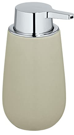 WENKO Badi Dispenser för flytande tvål 0,32 l, keramik, beige, 16 x 8 x 9,5 cm