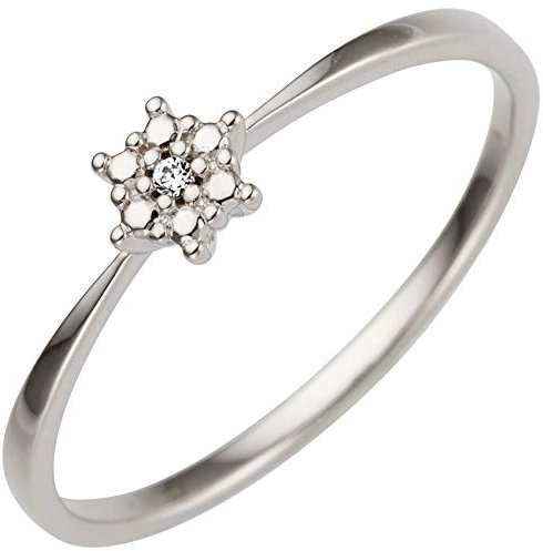 Jobo Damen-Ring schmal aus 14 Karat 585 Weißgold mit Diamant Größe 52