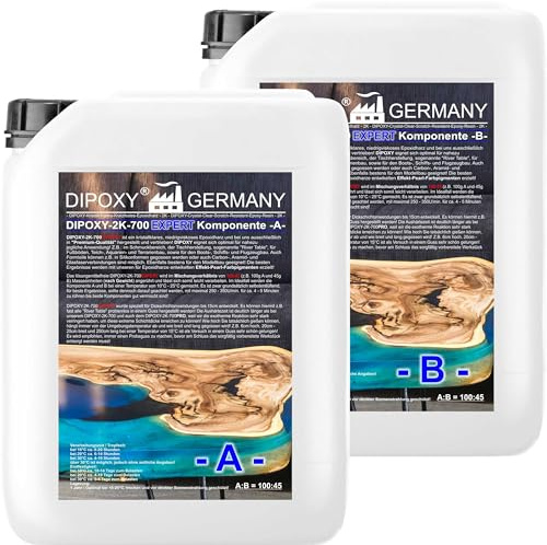 1,45kg DIPOXY-2K-700EXPERT Epoxidharz 2K bis 15cm! Harz mit Härter EP Laminierharz in Profi Qualität Glasklar und geruchsarm Gießharz Epoxy UV Stab. für Holz Tisch Boden Aquarium Terra Formenbau GFK