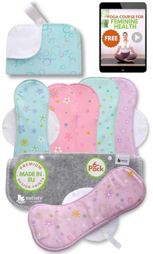 Waschbare Binden Stoffbinden waschbar bio Baumwolle; 6-Pack (Größe L+XL) wiederverwendbare Binden Waschbar MADE IN EU; Waschbare Stoffbinden starke Blutung; Baumwollbinden Damenbinden Menstruation