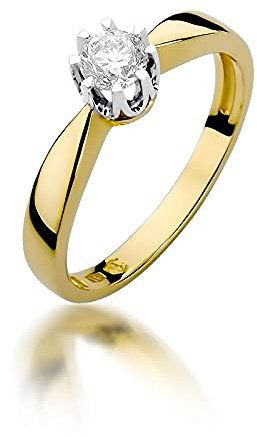 Damen Solitär Versprechen Ring Verlobungsring Antragsring 585 14k Gold Gelbgold natürlicher echt Diamant Brillanten