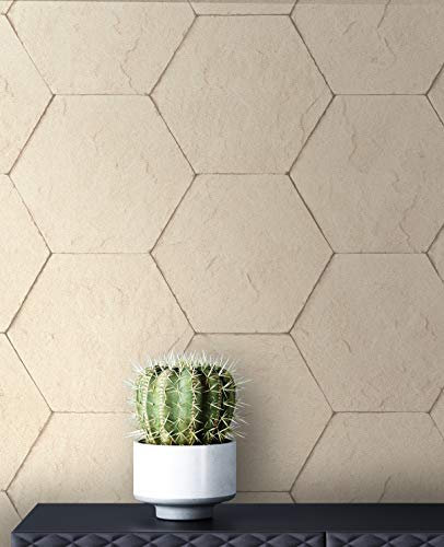 NEWROOM Tapet beige fibertapet sten – stentapet modern grå svart hexagon betong stenutseende industriell tegel stenvägg inkl. tapetsering rådgivare