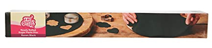 FunCakes Disco Pasta di Zucchero Stesa Raven Black: delizioso sapore di vaniglia, già arrotolato, Halal, Kosher e Senza Glutine. Tondo 36 cm e spessore 3 mm. 430 gr.