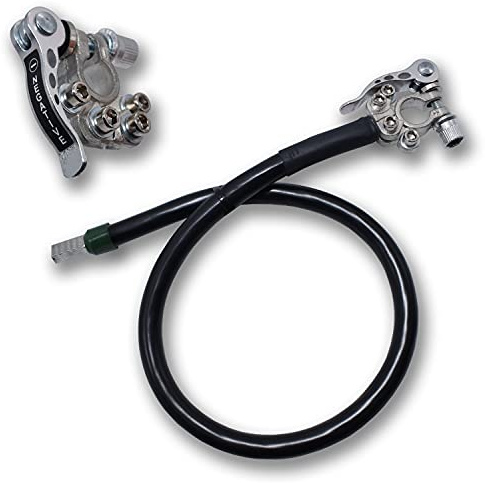 EBROM Cavo batteria per auto con morsetto – chiusura rapida 50 mm² nero, pronto da assemblare + tubo termoretraibile, da 30 cm a 8 metri, asole, capicorda M6/M8/M10/M12/manicotto 50 mm2 (50 mm2)