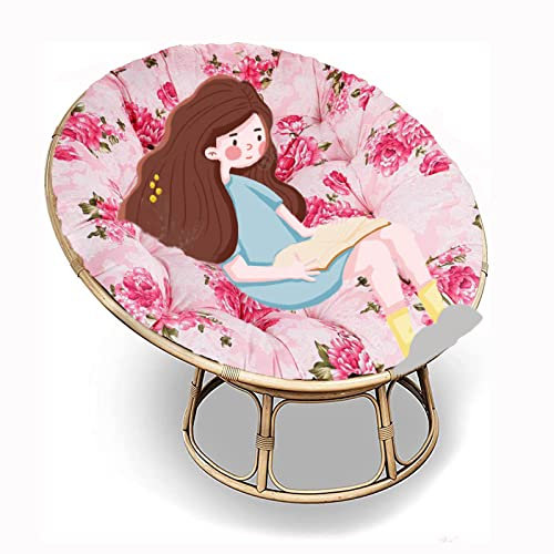 Runde Papasan Sessel Stuhl Auflage Papasan-Kissen für Drehsessel Korbsessel Balkonstuhl【Stuhl Nicht Enthalten】 (P3 Ø150cm/59 in)